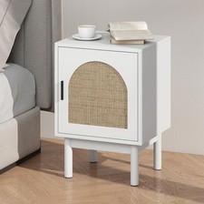 Bedside Cabinet Bedroom Table Sideboard Storage Unit Nightstand Rattan Panel