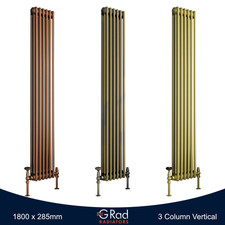 Horizontal Vertical Radiator Metallic Copper Brass Gold Triple Column G-Rad