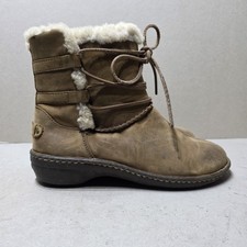 UGG RIANNE  WOMEN'S LEATHER  COMBAT BOOTS FAUX FUR LINED BROWN SIZE UK7.5 EU40