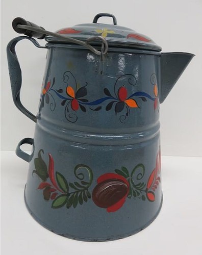 Vintage blue enamelware coffee - blue,