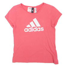 ADIDAS Girls T-Shirt Pink Crew Neck 13-14Y