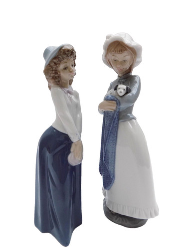 Lladro nao two figurines girl - figurines,