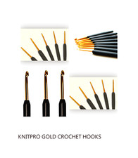 KnitPro Crochet Hooks Gold & Black Soft Grip Comfy Handle 2.0mm To 12mm  