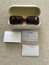 Chloé CH0236S Burgundy Oversized Sunglasses – Gold “C” Hinge – New with Papers