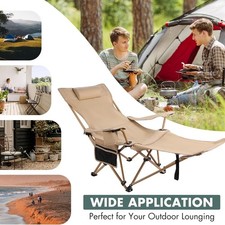 Folding Camping Chairs Lightweight Outdoor Seat Beach Reclining Lounge Chair UK