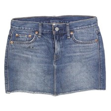 LEVI'S Womens Blue Denim Mini Cotton Blend Skirt S Casual Fashion
