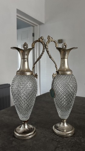 Crystal silver plated pair - pair, of