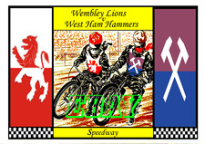 Speedway Wembley v West Ham Retro Look A4 Size Poster Print