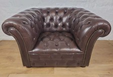 Chesterfield Club Armchair Button Back Brown Leather Delivery Available