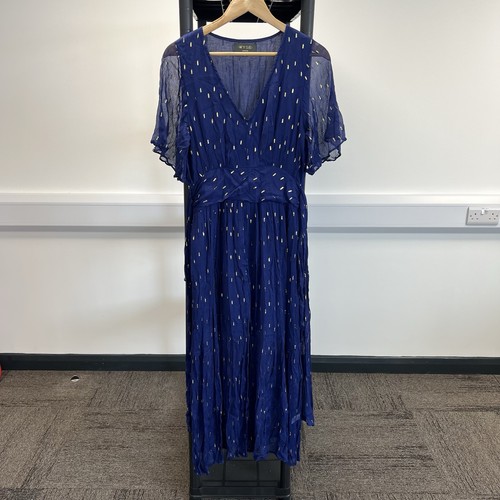 Wyse blue gold chiffon midi - blue,