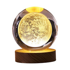 Luminous Crystal Ball LED Night Light Saturn Solar System 3D Moon Table Lamp USB