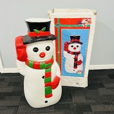 Blow Mold Christmas Snowman Light Up Decoration 30” Boxed, Empty Shell