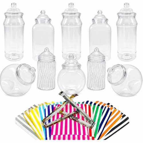Assorted plastic sweet jars - assorted,