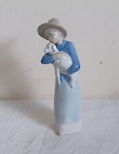 Rex Valencia Girl with Lamb - Lladro style Porcelain Figurine 