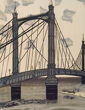 Albert Bridge London Edward Bawden large print in 11 x 14 mount ready to frame