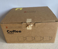 LUXU Coffee Glasses x 4 Hot Beverage Mugs Cappuccino Latte. Never Used.