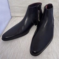 Delicious Junction Men’s Ankle Boots Chelsea Pointed Black Leather Zips UK7 EU40