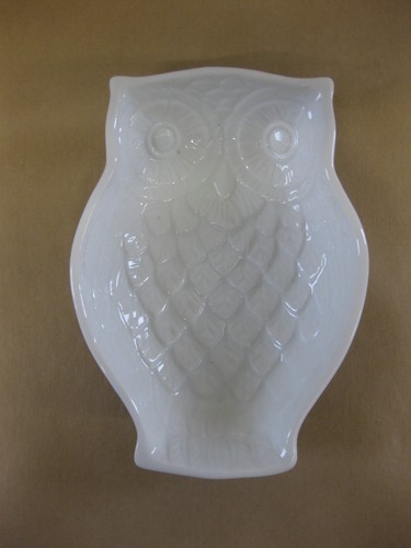 White ceramic owl shaped dish - white,