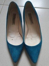 L.K. Bennett Turquoise teal blue Suede & patent Kitten Heel Shoes Size 3 EU36
