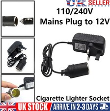 240V Mains Plug to 12V Socket Adapter Car Cigarette Lighter Power Converter NEW