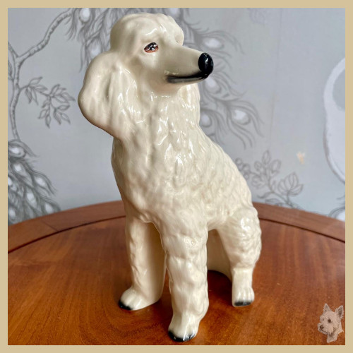 Vintage ceramic white poodle - vintage,