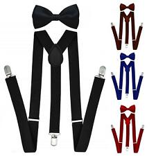 Unisex Adjustable Braces / Suspenders - Slim, Clip On - Black, Blue, Red, Brown