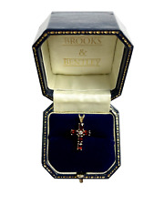 Garnet Pendant Cross 9ct Gold Garnet & Diamond Pendant Gold Cross Pendant