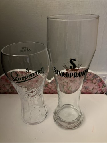 Two staropramen pint glasses - staropramen,
