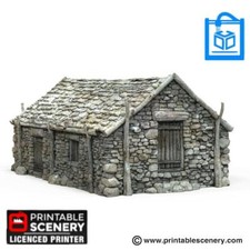 Stone Barn Tabletop Gaming Terrain 3D Print 10/N Gauge/15/20/OO Gauge/28/32/54MM