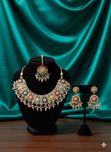 Royal multi colour kundan set - multi-colour,