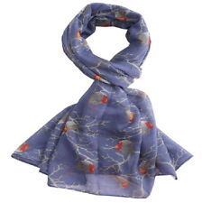 Blue Robin Scarf Ladies Scarves Bird Robins Birds Festive Christmas Gift New