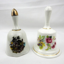 ⭐ Vintage Porcelain Fine China Hand Bell Bundle x2 Mid 20th Century