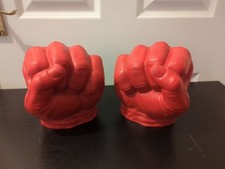 2014 Hasbro Hulk Red Smash Foam Left Right Hands Fists Gloves Pair Marvel Rare
