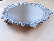 PRETTY VICTORIAN STERLING SILVER WAITER CARD TRAY LONDON 1898