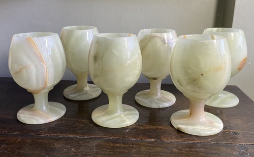 Alabaster onyx wine goblets - 6,