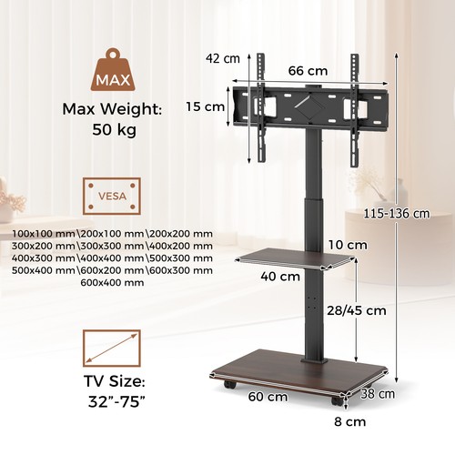 Stand wheels mobile tv - stand,