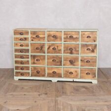 VINTAGE HABERDASHERY PINE CABINET LIGHT GREEN WOODEN MULTI-DRAWERED UNIT