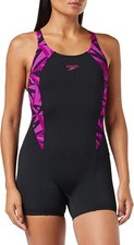 Speedo Women's Hyperboom Splice Legsuit Swimming Costume Swimsuit Pink BNWT