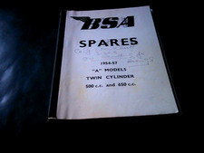 BSA 1954-57  a models twin cylinder  500-650  Spares Manual. BSA Spares Manual.