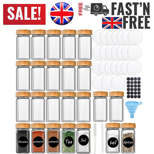 Glass spice jars - glass, with