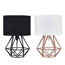 Table Lamp Metal Wire Base Large Lampshade Living Room Light LED Bulb Lighting