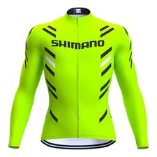 Shimano Hi-Vis Green Mens Cycling Jersey Long Sleeve, Size XL(UK), 3XL(Asia)