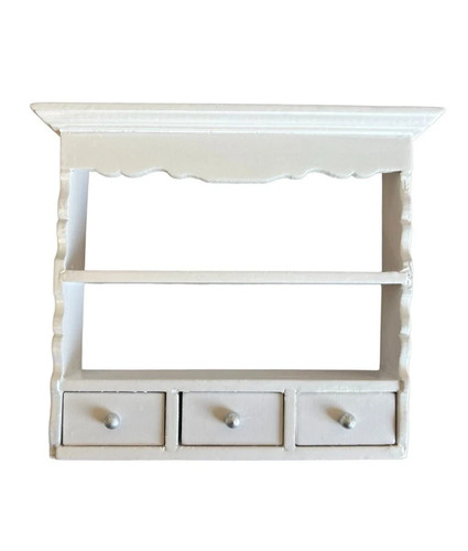 Dolls house white wall - white, shelf