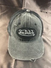Von Dutch Fade Black Denim Distressed Retro Y2K Strapback Baseball Cap [New]