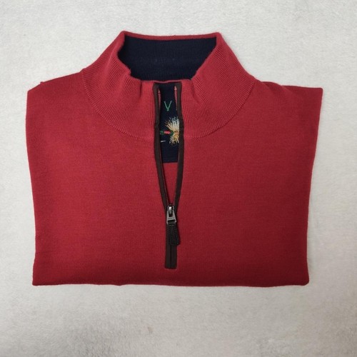 Orvis sweater mens red - xl, 1/4