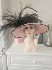 Nigel  Rayment Designer  Black And  Pink HAT WITH LOOPS And FEATHERS