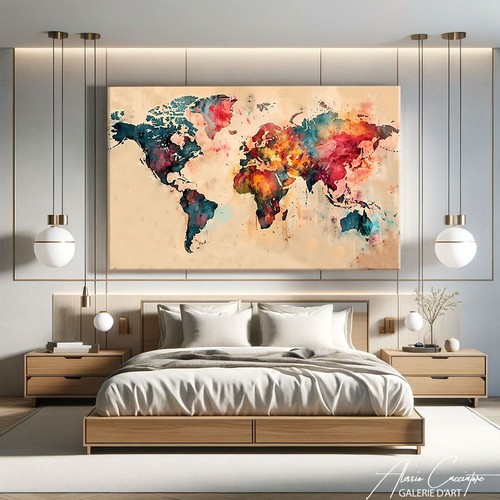 World map wall - art, canvas