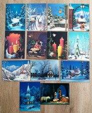 Vintage 3D Lenticular Postcards x 13 Christmas Snow Scene Church Nativity Ex Con