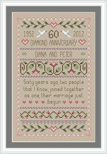 Diamond wedding sampler cross - wedding,