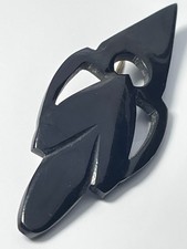 Antique Art Deco vintage large black lucite geometric shaped hat pin brooch